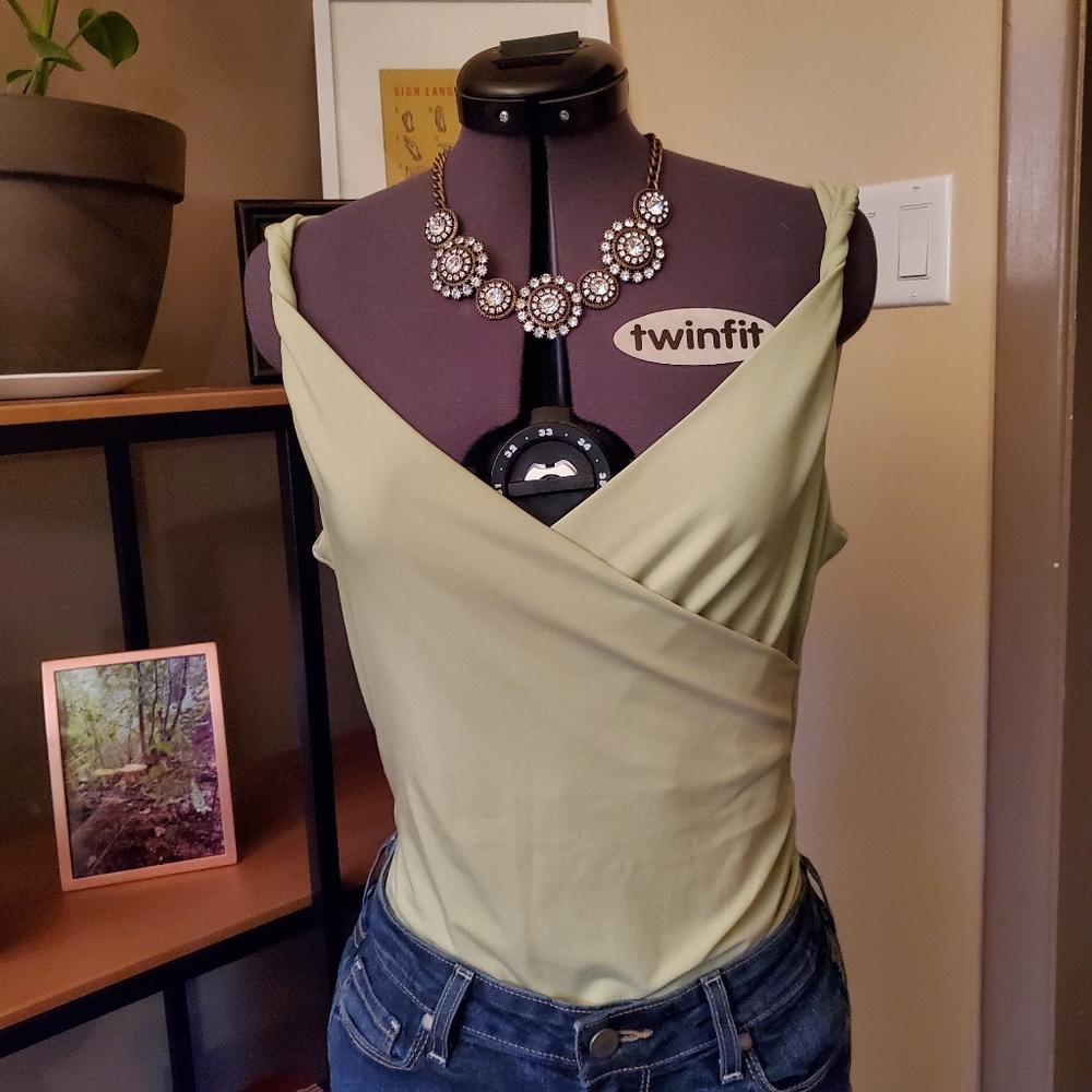 Kenneth Cole Green Faux Wrap Tank